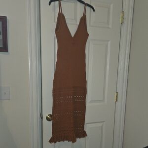The Honest Company Brown Knit Midi Dress